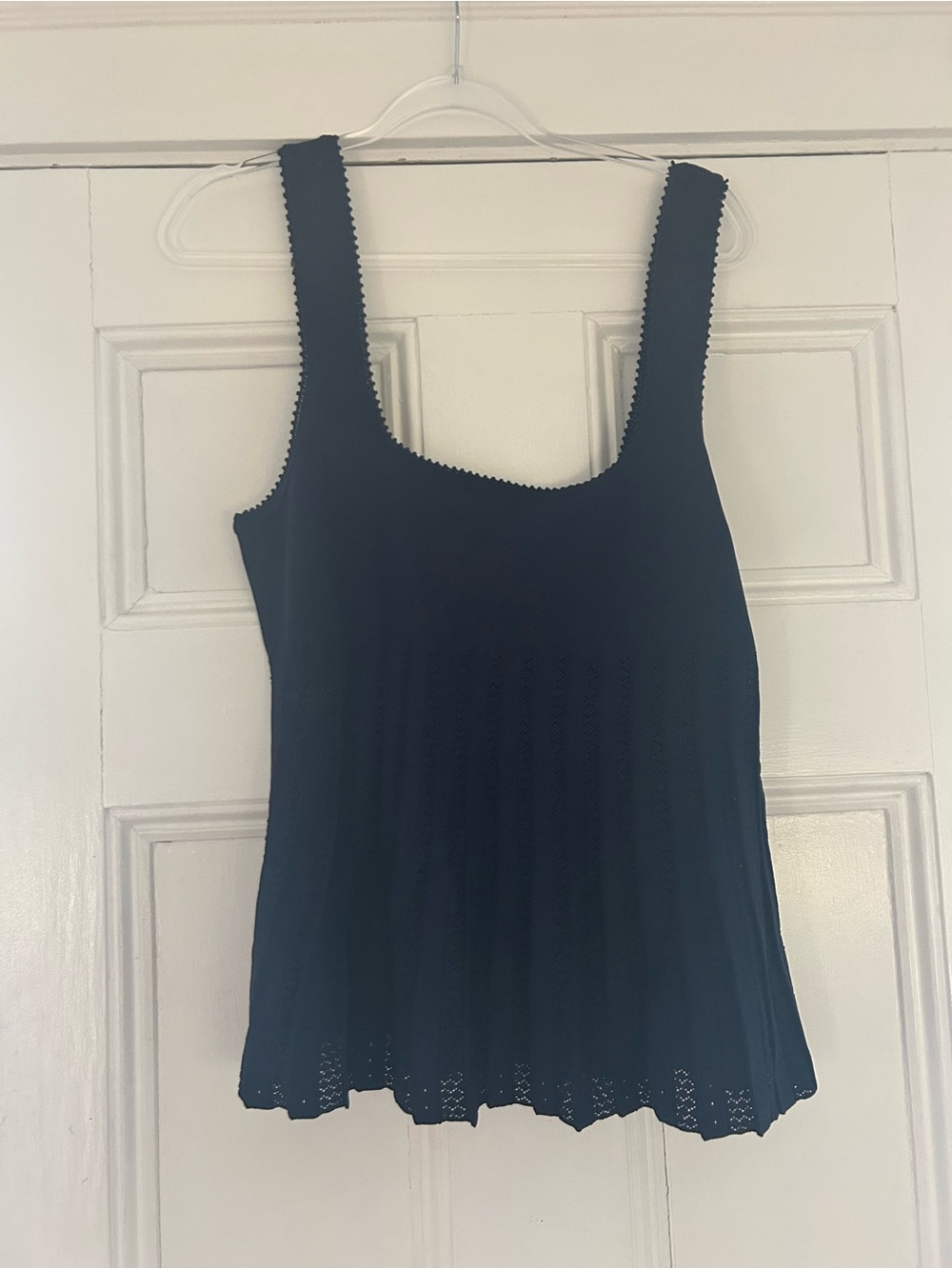 STAUD Ellen Navy Knit Scoop Neck Tank
